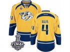 Mens Reebok Nashville Predators #4 Ryan Ellis Authentic Gold Home 2017 Stanley Cup Final NHL Jersey