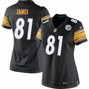 Women\'s Nike Pittsburgh Steelers #81 Jesse James Limited Black Team Color NFL Jersey