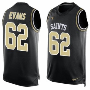 Mens Nike New Orleans Saints #62 Jahri Evans Limited Black Player Name & Number Tank Top NFL Jersey