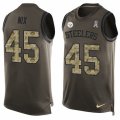 Mens Nike Pittsburgh Steelers #45 Roosevelt Nix Limited Green Salute to Service Tank Top NFL Jersey