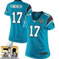 Women Nike Panthers #17 Devin Funchess Blue Alternate Super Bowl 50 Stitched Jersey