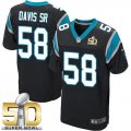 Nike Carolina Panthers #58 Thomas Davis Sr Black Team Color Super Bowl 50 Men Stitched NFL Elite Jersey