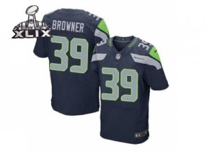 2015 Super Bowl XLIX Nike jerseys seattle seahawks #39 browner blue[Elite]