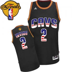 Men\'s Adidas Cleveland Cavaliers #2 Kyrie Irving Swingman Black USA Flag Fashion 2016 The Finals Patch NBA Jersey