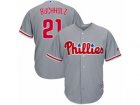 Youth Majestic Philadelphia Phillies #21 Clay Buchholz Replica Grey Road Cool Base MLB Jersey