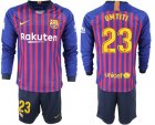 2018-19 Barcelona 23 UMTITI Home Long Sleeve Soccer Jersey