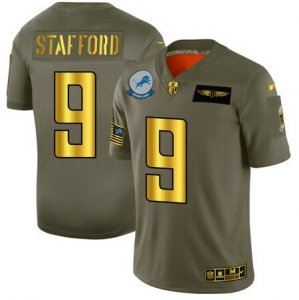 Nike Lions #9 Matthew Stafford 2019 Olive Gold Salute To Service Limited Jersey