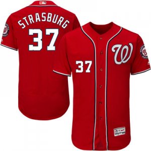 2016 Men Washington Nationals #37 Stephen Strasburg Majestic Scarlet Flexbase Authentic Collection Player Jersey