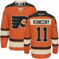 Mens Reebok Philadelphia Flyers #11 Travis Konecny Authentic Orange New Third NHL Jersey