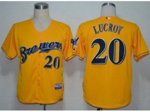 MLB Milwaukee Brewers #20 Lucroy Yellow Jerseys