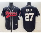 Men's Atlanta Braves #27 Austin Riley Black Cool Base Stitched Baseball Jersey1