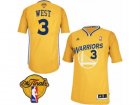 Mens Adidas Golden State Warriors #3 David West Swingman Gold Alternate 2017 The Finals Patch NBA Jersey