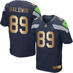 Nike Seattle Seahawks #89 Doug Baldwin Steel Blue Team Color Men\'s Stitched NFL Elite Gold Jersey