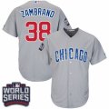 Youth Majestic Chicago Cubs #38 Carlos Zambrano Authentic Grey Road 2016 World Series Bound Cool Base MLB Jersey