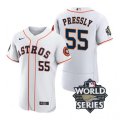 Astros #55 Ryan Pressly White Nike 2022 World Series Flexbase Jersey