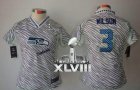 Nike Seattle Seahawks #3 Russell Wilson Zebra Super Bowl XLVIII Women NFL Elite Jerse