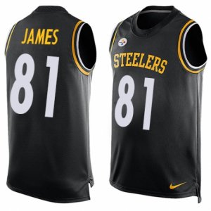 Men\'s Nike Pittsburgh Steelers #81 Jesse James Limited Black Player Name & Number Tank Top NFL Jersey