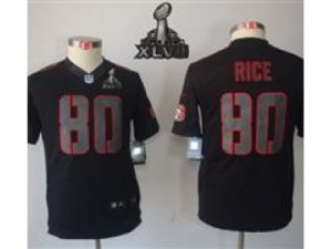 2013 Nike Super Bowl XLVII NFL Youth San Francisco 49ers #80 Jerry Rice Black Jerseys(Impact Limited)