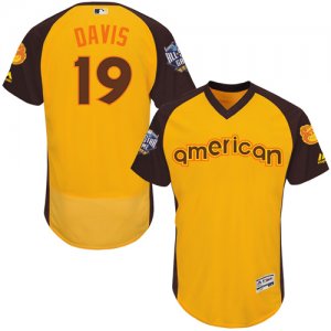 Mens Majestic Baltimore Orioles #19 Chris Davis Yellow 2016 All-Star American League BP Authentic Collection Flex Base MLB Jersey