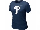 women MLB Philadelphia Phillies Heathered D.Blue Nike Blended T-Shirt