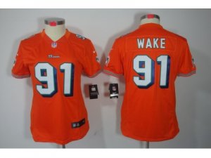 Nike Women Miami Dolphins #91 Cameron Wake Orange Jerseys