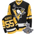 Mens CCM Pittsburgh Penguins #55 Larry Murphy Authentic Black Throwback 2016 Stanley Cup Champions NHL Jersey