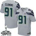 Nike Seattle Seahawks #91 Chris Clemons Grey Alternate Super Bowl XLVIII NFL Elite Jersey