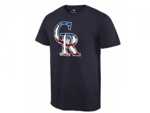 Mens Colorado Rockies USA Flag Fashion T-Shirt Navy Blue