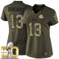 Women Nike Panthers #13 Kelvin Benjamin Green Super Bowl 50 Stitched Salute to Service Jersey