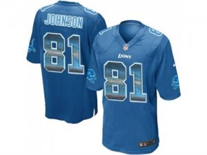 Nike Detroit Lions #81 Calvin Johnson Blue Team Color Mens Stitched NFL Limited Strobe Jersey