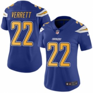 Women\'s Nike San Diego Chargers #22 Jason Verrett Limited Electric Blue Rush NFL Jersey