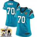 Women Nike Panthers #70 Trai Turner Blue Alternate Super Bowl 50 Stitched Jersey