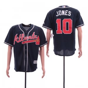 Braves #10 Chipper Jones Navy Cool Base Jersey