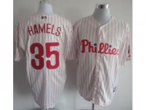 MLB Philadelphia Phillies #35 Cole Hamels White Jerseys(Red Strip)