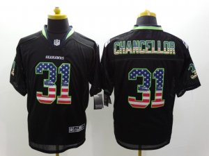 Nile Seattle Seahawks #31 Kam Chancellor Black Jerseys(USA Flag Fashion Elite)