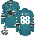 Mens Reebok San Jose Sharks #88 Brent Burns Premier Teal Green Home 2016 Stanley Cup Final Bound NHL Jersey