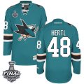 Mens Reebok San Jose Sharks #48 Tomas Hertl Premier Teal Green Home 2016 Stanley Cup Final Bound NHL Jersey