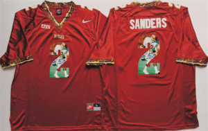 Florida State Seminoles 2 Deion Sanders Red Portrait Number College Jersey