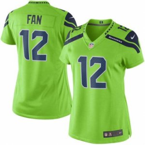 Womens Nike Seattle Seahawks #12 Fan Green Stitched NFL Limited Rush Jersey