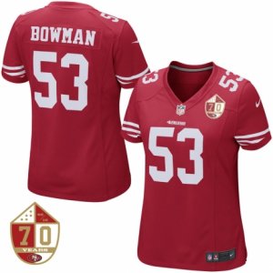 Women\'s San Francisco 49ers #53 NaVorro Bowman Nike Scarlet 70th Anniversary Patch Game Jersey