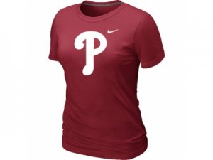 women MLB Philadelphia Phillies Heathered Red Nike Blended T-Shirt