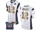 Mens Nike New England Patriots #12 Tom Brady Elite White Gold Super Bowl LI Champions NFL Jersey