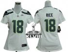Nike Seattle Seahawks #18 Sidney Rice White Super Bowl XLVIII Women NFL Elite Jersey