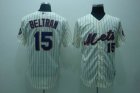 mlb new york mets #15 beltran cream(blue strip)cool base