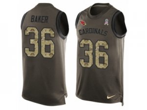 Mens Nike Arizona Cardinals #36 Budda Baker Limited Green Salute to Service Tank Top NFL Jersey