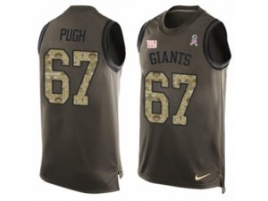 Mens Nike New York Giants #67 Justin Pugh Limited Green Salute to Service Tank Top NFL Jersey