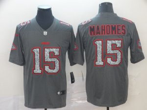 Nike Chiefs #15 Patrick Mahomes Gray Camo Vapor Untouchable Limited Jersey