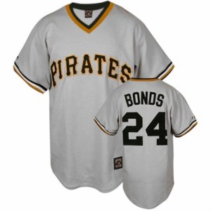 Men\'s Mitchell and Ness Pittsburgh Pirates #24 Barry Bonds Authentic Grey Throwback MLB Jersey