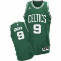 Mens Adidas Boston Celtics #9 Jaylen Brown Swingman Green(White No.) Road NBA Jersey