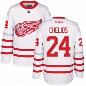 Mens Reebok Detroit Red Wings #24 Chris Chelios Authentic White 2017 Centennial Classic NHL Jersey